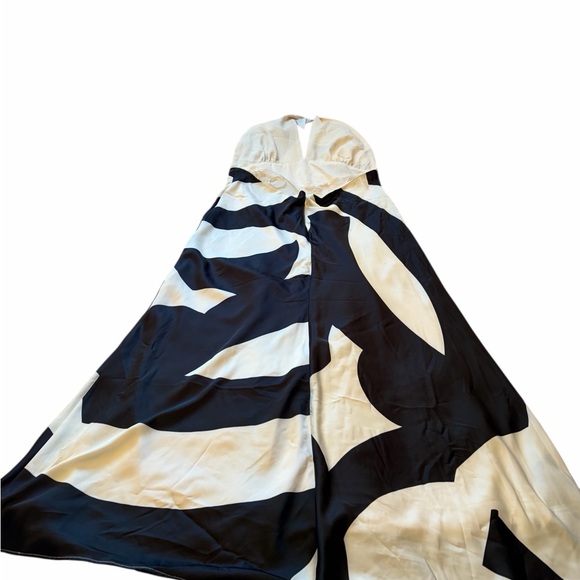 Anthropologie Bardot Citron Halter Cocktail Midi Dress in Black/lvory-Size 12 - Picture 6 of 16